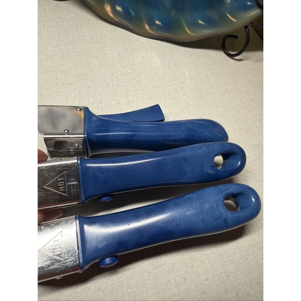 Set of 3 Arcoflam Princess House Nouveau Cookware Detachable Blue  Handles Only